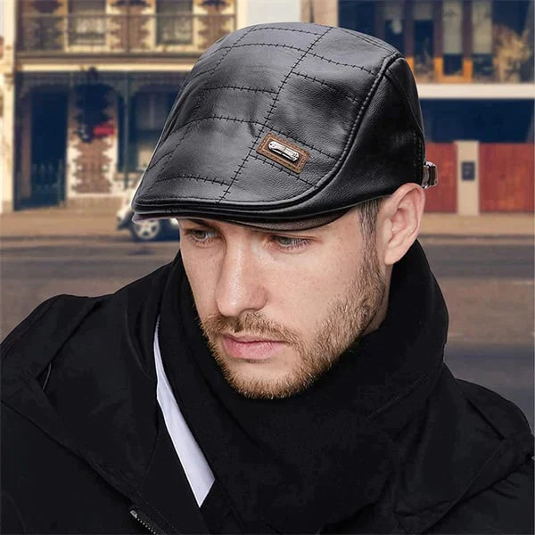 đ„MĂ€ns Trendiga PU-LĂ€der Platt Hatt