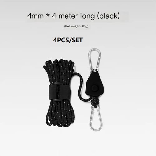 đ„BĂ€rbar Justerbar Fix TĂ€lt Hög styrka Snabb frigöring Remskiva Camping Rope (4 Pcs / Set)