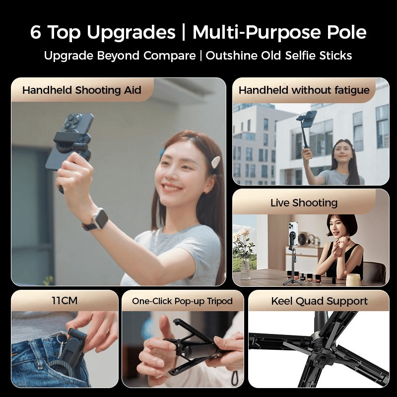 đ±Heta nya produkterđ„4-i-1 multifunktionell magnetisk selfiepinne med 360° rotation