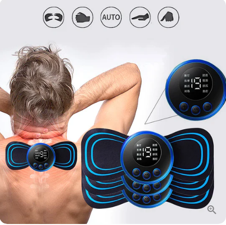đ„BĂ€rbar massageapparat med 8 lĂ€gen och LCD-skĂ€rm - Mini muskelstimulator för smĂ€rtlindring
