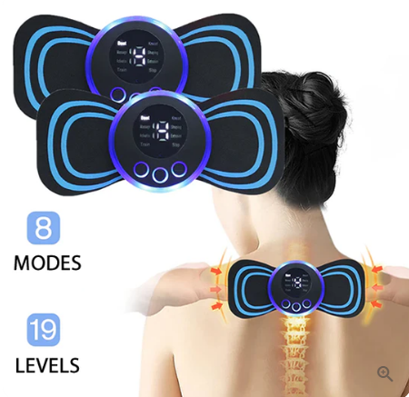 đ„BĂ€rbar massageapparat med 8 lĂ€gen och LCD-skĂ€rm - Mini muskelstimulator för smĂ€rtlindring