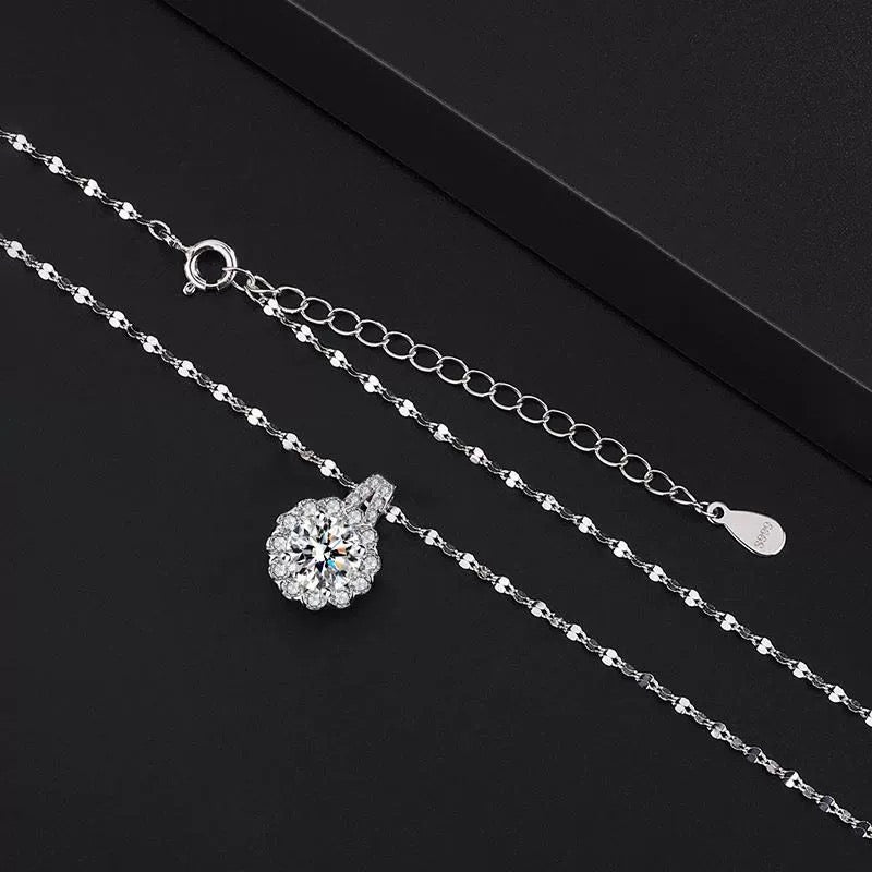 ( 🎁 🌹Alla hjärtans dag heta rea 🌹🎁)🔥 49% RABATT 💕 S925 Sterling Silver Moissanite solros hänge halsband