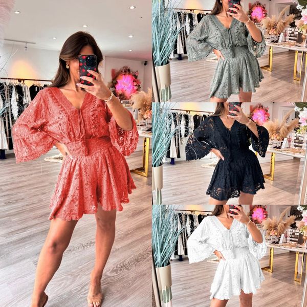 đ„Super lĂ„g rabattđ„ Casual Kort V-Neck Lace Suit