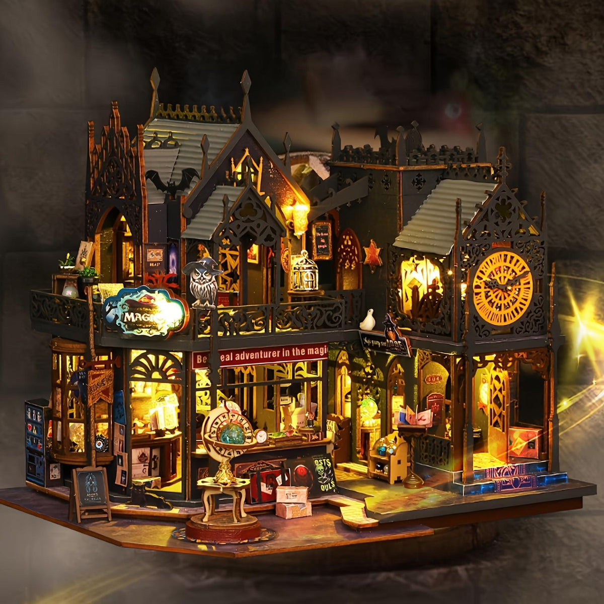 🏰 3D Träpussel, Handgjort Träpussel, 1 Set DIY Book Nook Kit, DIY Modellkit, 3D Skrivbordsdekoration, DIY Modellkit för Bokhyllesdekoration, Hantverk