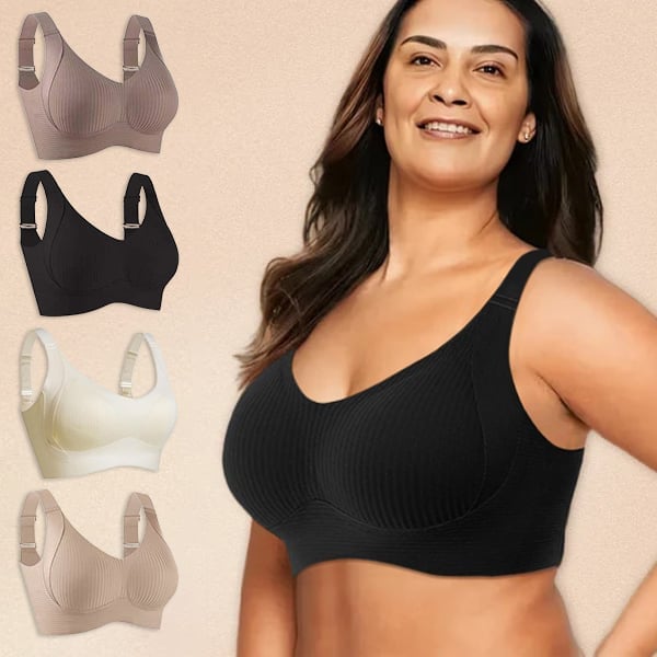 đKöp 1 FĂ„ 3 FörpackningarđRibbad Push Up Justerbar TrĂ„dlös BH för kvinnor