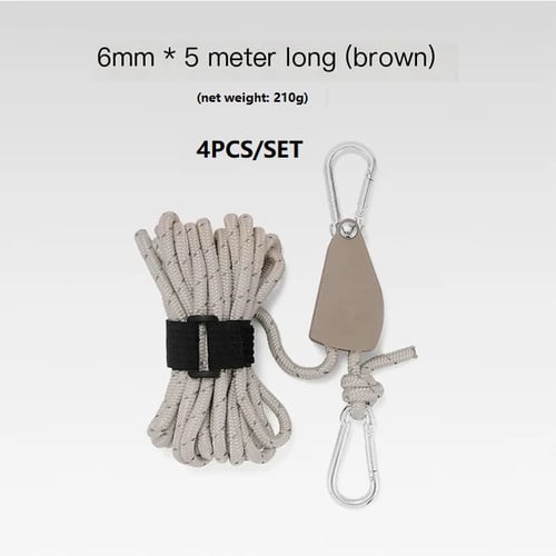 đ„BĂ€rbar Justerbar Fix TĂ€lt Hög styrka Snabb frigöring Remskiva Camping Rope (4 Pcs / Set)