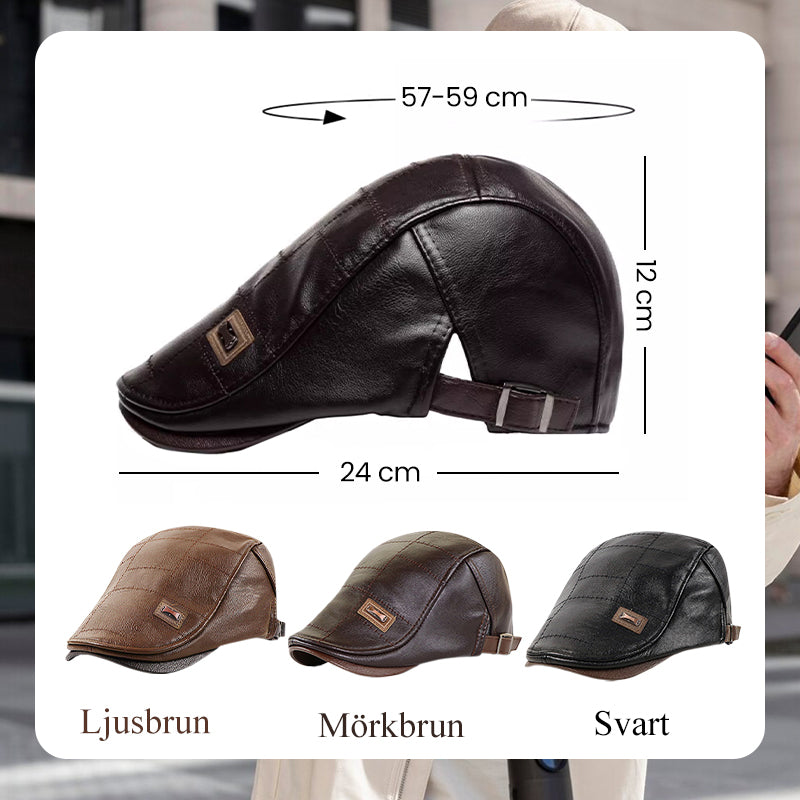 đ„MĂ€ns Trendiga PU-LĂ€der Platt Hatt