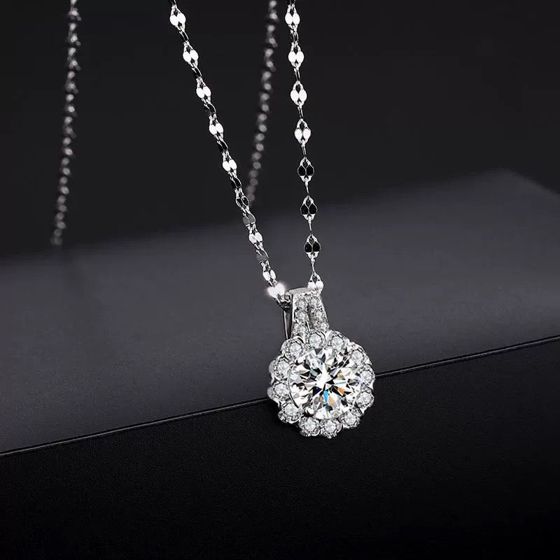 ( 🎁 🌹Alla hjärtans dag heta rea 🌹🎁)🔥 49% RABATT 💕 S925 Sterling Silver Moissanite solros hänge halsband