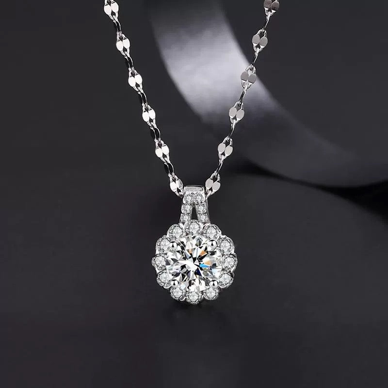 ( 🎁 🌹Alla hjärtans dag heta rea 🌹🎁)🔥 49% RABATT 💕 S925 Sterling Silver Moissanite solros hänge halsband