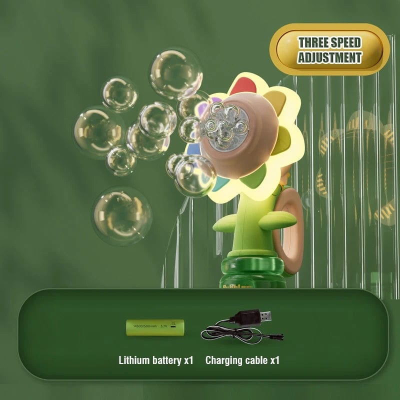 đ» 50% RABATT! đ«§ Solrosformad BĂ€rbar Elektrisk Bubbeltillverkningsleksak â Automatiska Bubbel, Söt Design & Perfekt för Barn đ
