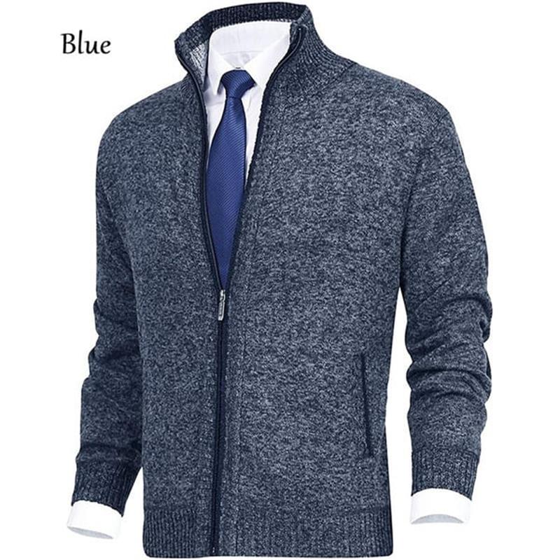đSolid herrfĂ€rg StĂ„ende krage Moderiktig öppen cardigan Cardigan