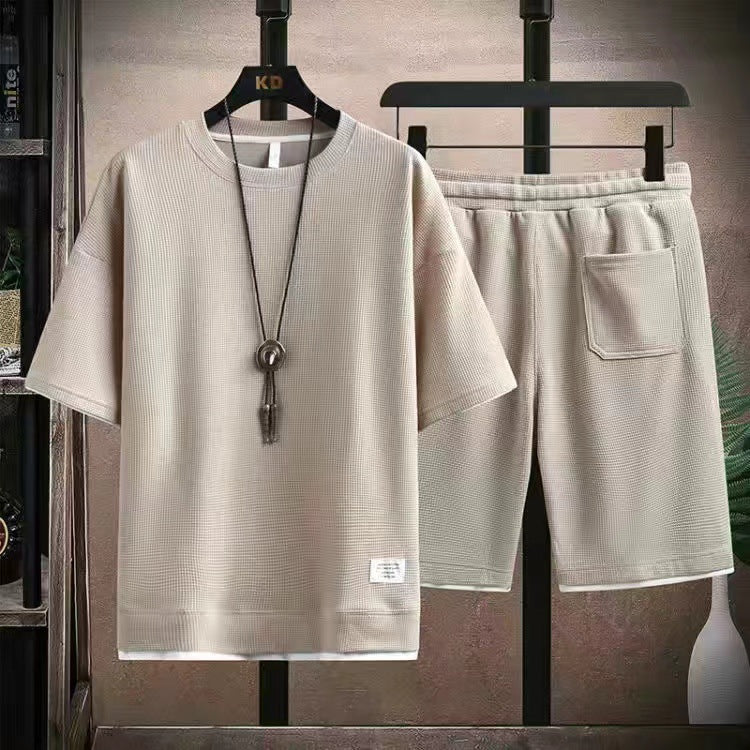 đ 50% RABATT! đ§ Vaffeltyg KortĂ€rmad T-shirt 2-delat Set â BekvĂ€m Passform, Andningsbar Bomull & Perfekt För En Avslappnad Vardagslook đ