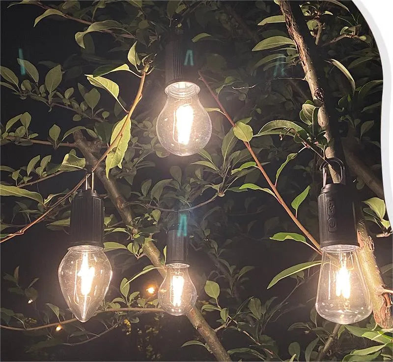 2025 Ny Utomhuscamping Hängande Typ-C Laddning Retro Glödlampa Belysning Dekoration