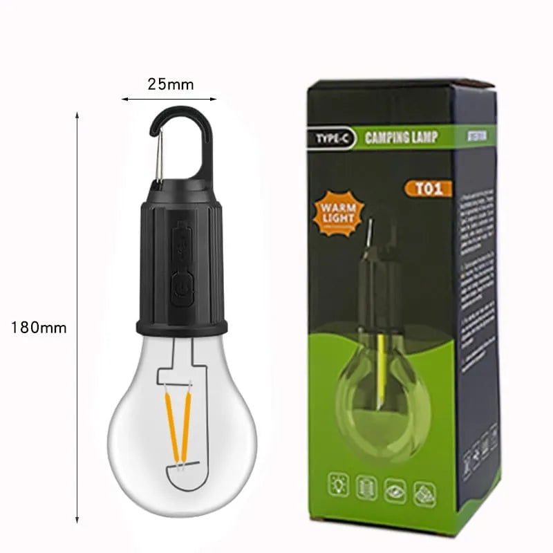 2025 Ny Utomhuscamping Hängande Typ-C Laddning Retro Glödlampa Belysning Dekoration
