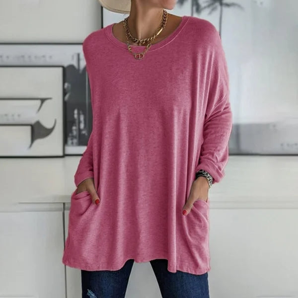 đSISTA DAGEN AV REAN 50 % RABATTđ„°ăS-5XLăRund hals LĂ„ngĂ€rmad lös ficka Solid T-shirt