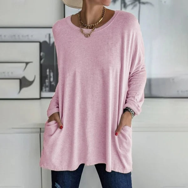 đSISTA DAGEN AV REAN 50 % RABATTđ„°ăS-5XLăRund hals LĂ„ngĂ€rmad lös ficka Solid T-shirt