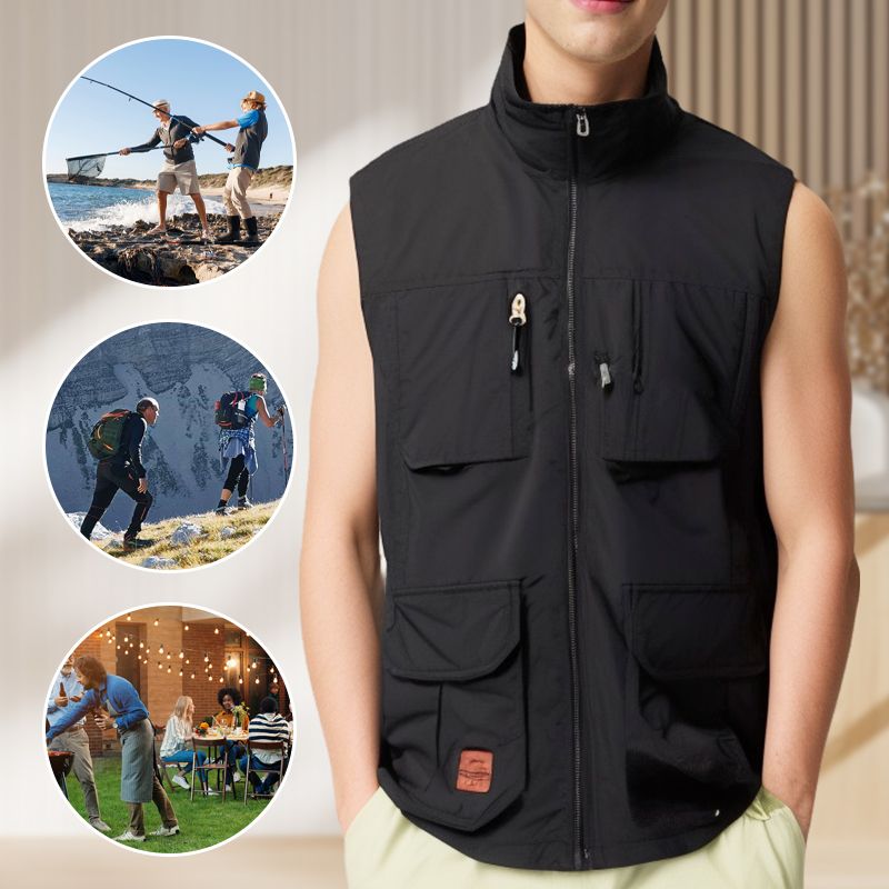 Outdoor Fishing Quick-dry Zipper Vest with Multi-pockets(55% OFF)