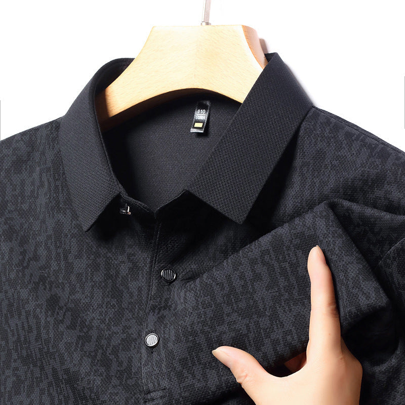 Herrars affärsmässiga avslappnade långärmade t-shirt med slag