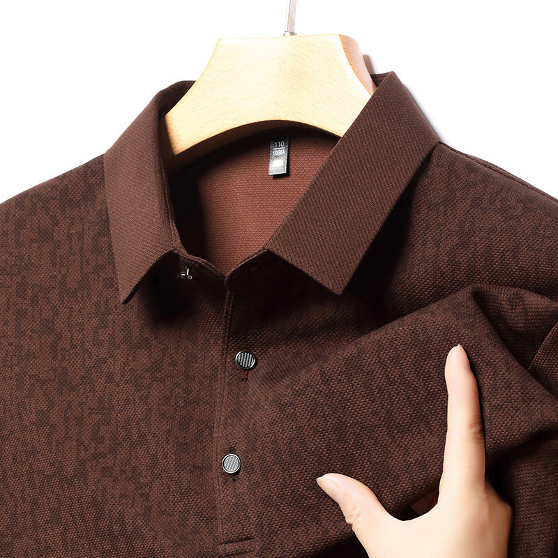 Herrars affärsmässiga avslappnade långärmade t-shirt med slag