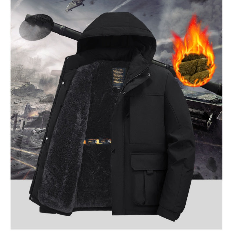đ„Varm vattentĂ€t jacka med huva för mĂ€n