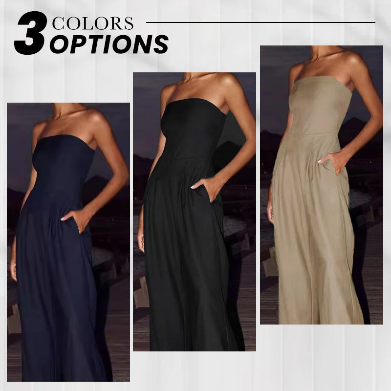 đžKvinnors axelbandslösa jumpsuit med fickor