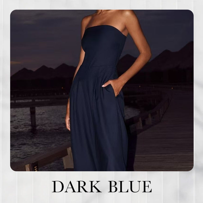 đžKvinnors axelbandslösa jumpsuit med fickor