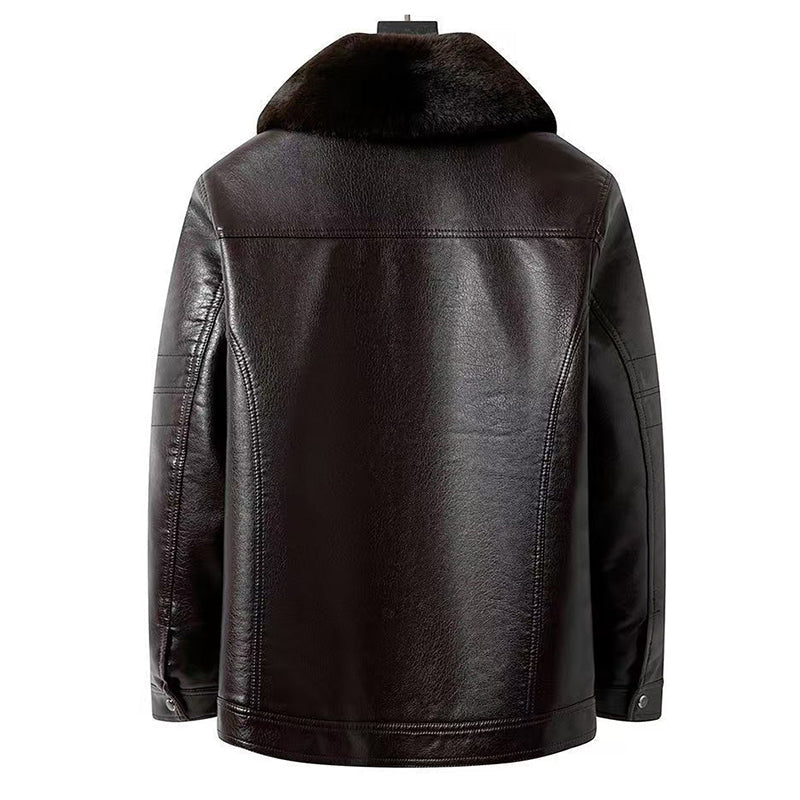 ✨Vintererbjudande💖Herr vinterläderjacka med plyschn lining