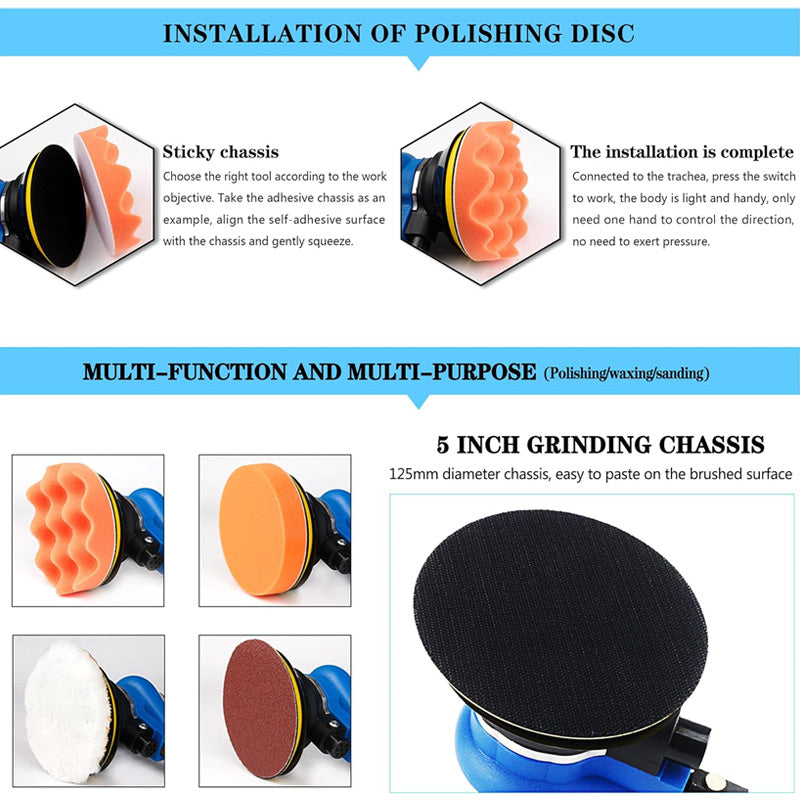 Professionell pneumatisk orbital polermaskin Slip- och slipmaskin