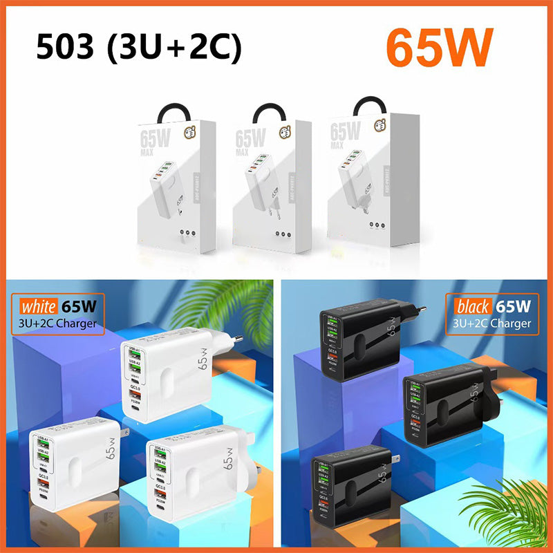 65W snabbladdare med flera portar