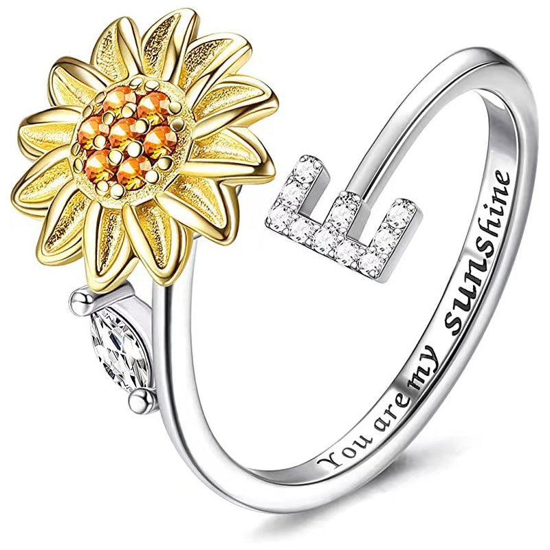 Justerbar Spinner Sunflower Alphabet Ring