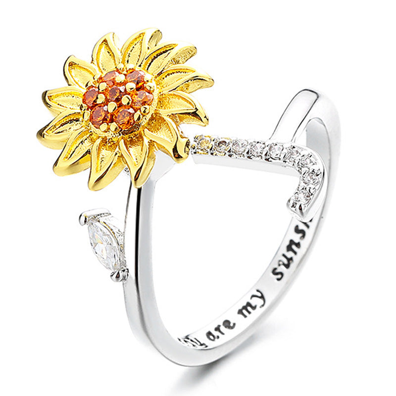 Justerbar Spinner Sunflower Alphabet Ring