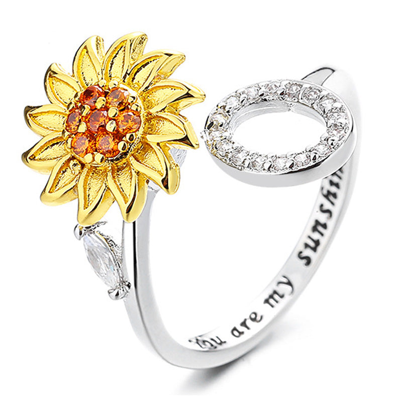 Justerbar Spinner Sunflower Alphabet Ring