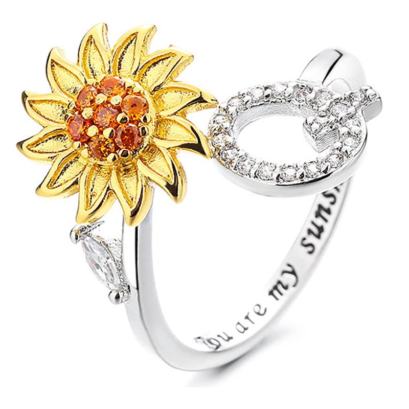 Justerbar Spinner Sunflower Alphabet Ring