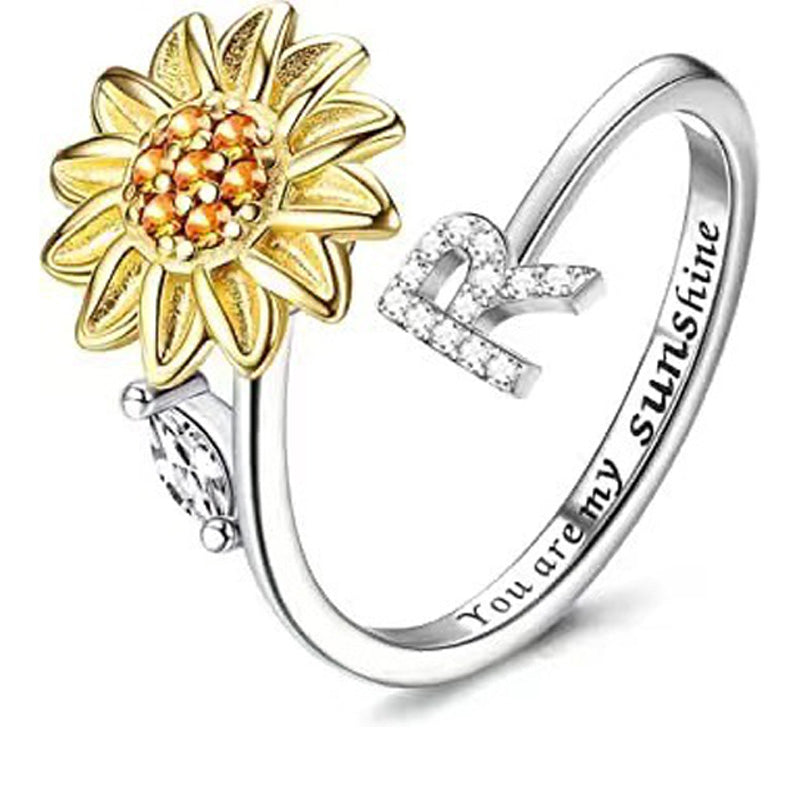Justerbar Spinner Sunflower Alphabet Ring