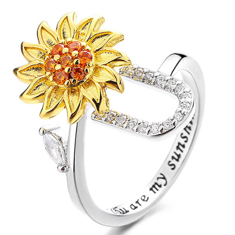 Justerbar Spinner Sunflower Alphabet Ring