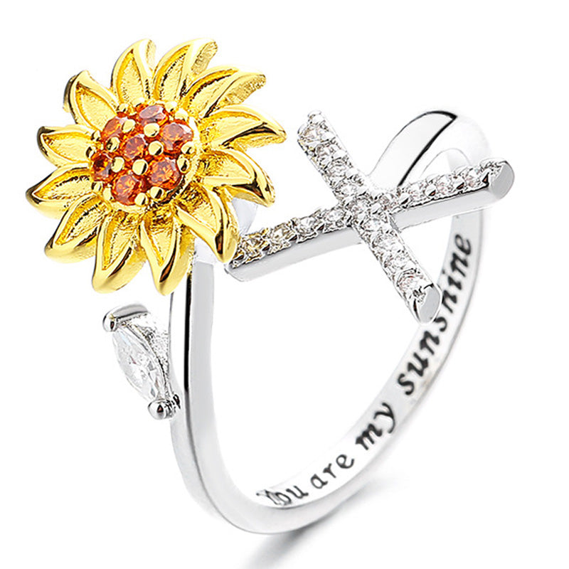 Justerbar Spinner Sunflower Alphabet Ring
