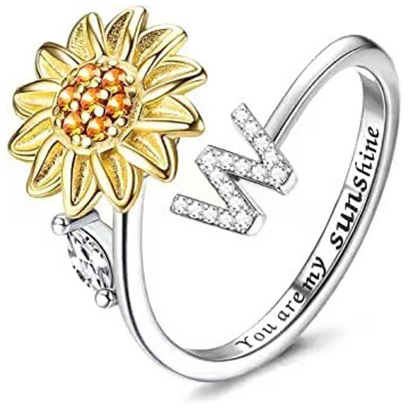 Justerbar Spinner Sunflower Alphabet Ring