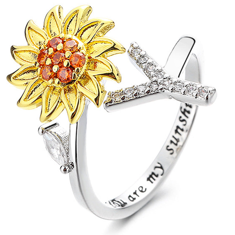 Justerbar Spinner Sunflower Alphabet Ring