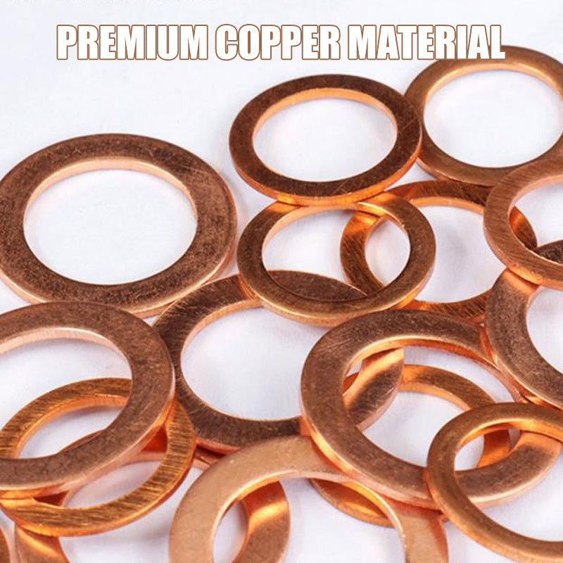 đ100/200 PCS Koppar platt bricka sortiment kit