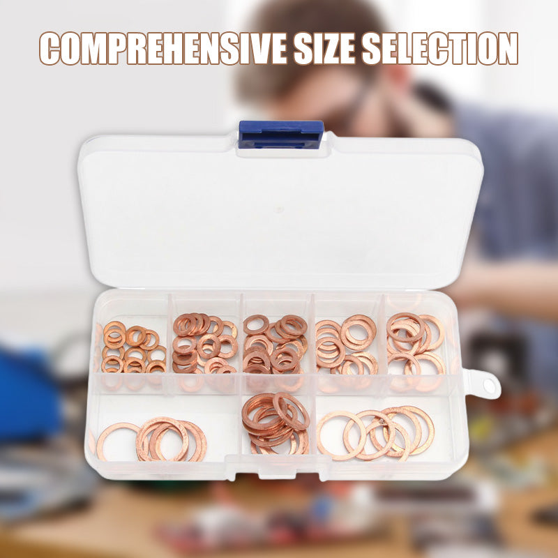 đ100/200 PCS Koppar platt bricka sortiment kit