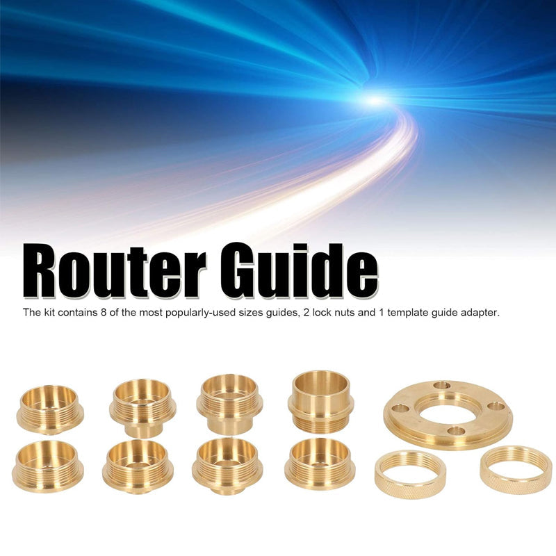 11PCS Mässing Router Mall Guide Sleeve Kit