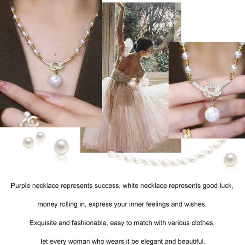 Elegant halsband med simulerad pärla för kvinnor