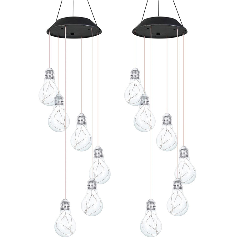 Färgglada LED-solcellsdrivna vindspel med glödlampa