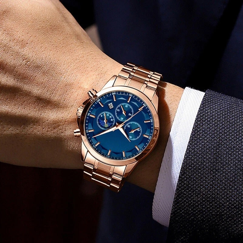⌛Mäns Quartz rostfritt stål klocka