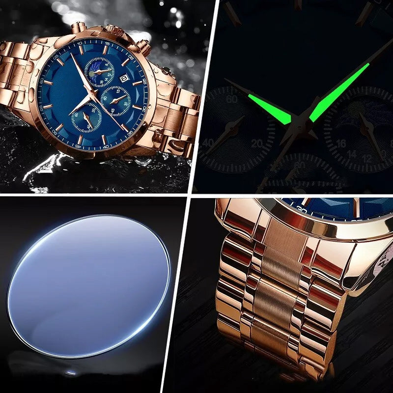 ⌛Mäns Quartz rostfritt stål klocka