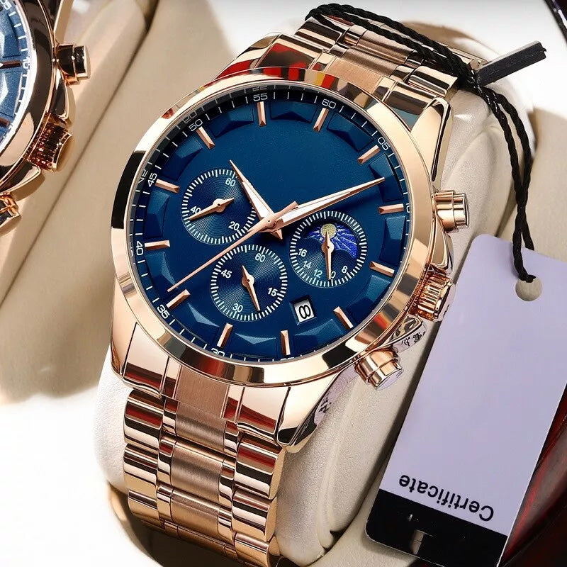 ⌛Mäns Quartz rostfritt stål klocka