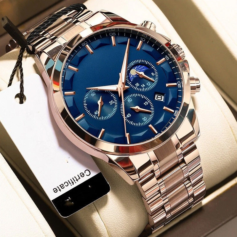⌛Mäns Quartz rostfritt stål klocka