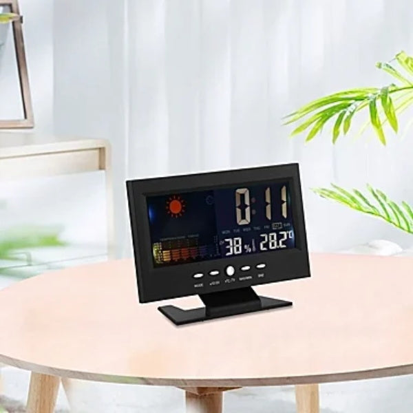 đ„Digital LED -temperaturfuktighet Monitor VĂ€derprognos LED -bordsvattenklocka