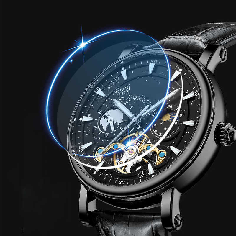 đ„Lyxig automatisk Luminous Starry Sky-klocka för mĂ€n