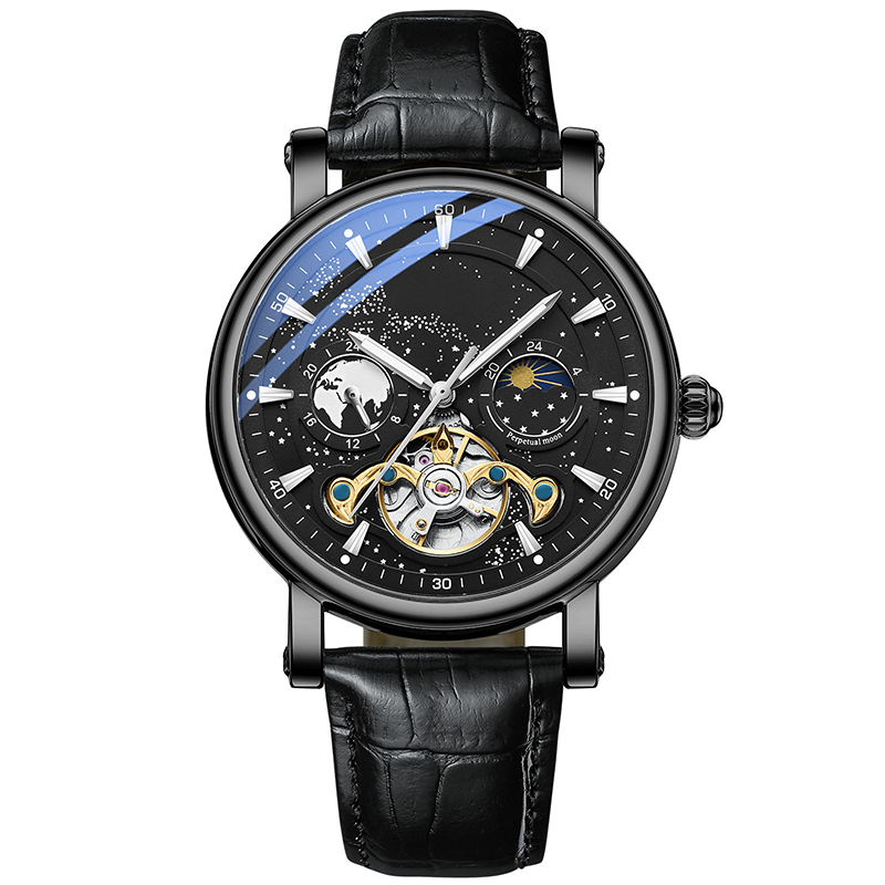 đ„Lyxig automatisk Luminous Starry Sky-klocka för mĂ€n
